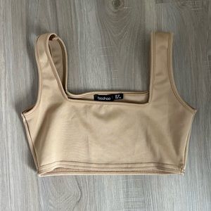 Boohoo tan crop top